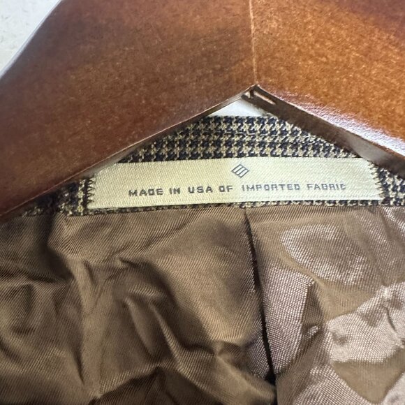 Joseph Abboud Silk Wool Houndstooth Blazer Sport Coat Jacket Men 42L Tan Brown - Picture 6 of 16